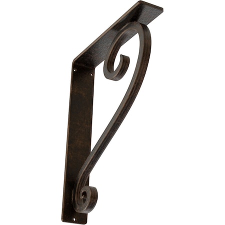 Ekena Millwork Edwards Wrought Iron Bracket, (Triple center brace), Antiqued Bronze 2"W x 10"D x 12"H BKTM02X10X12TEDABZ